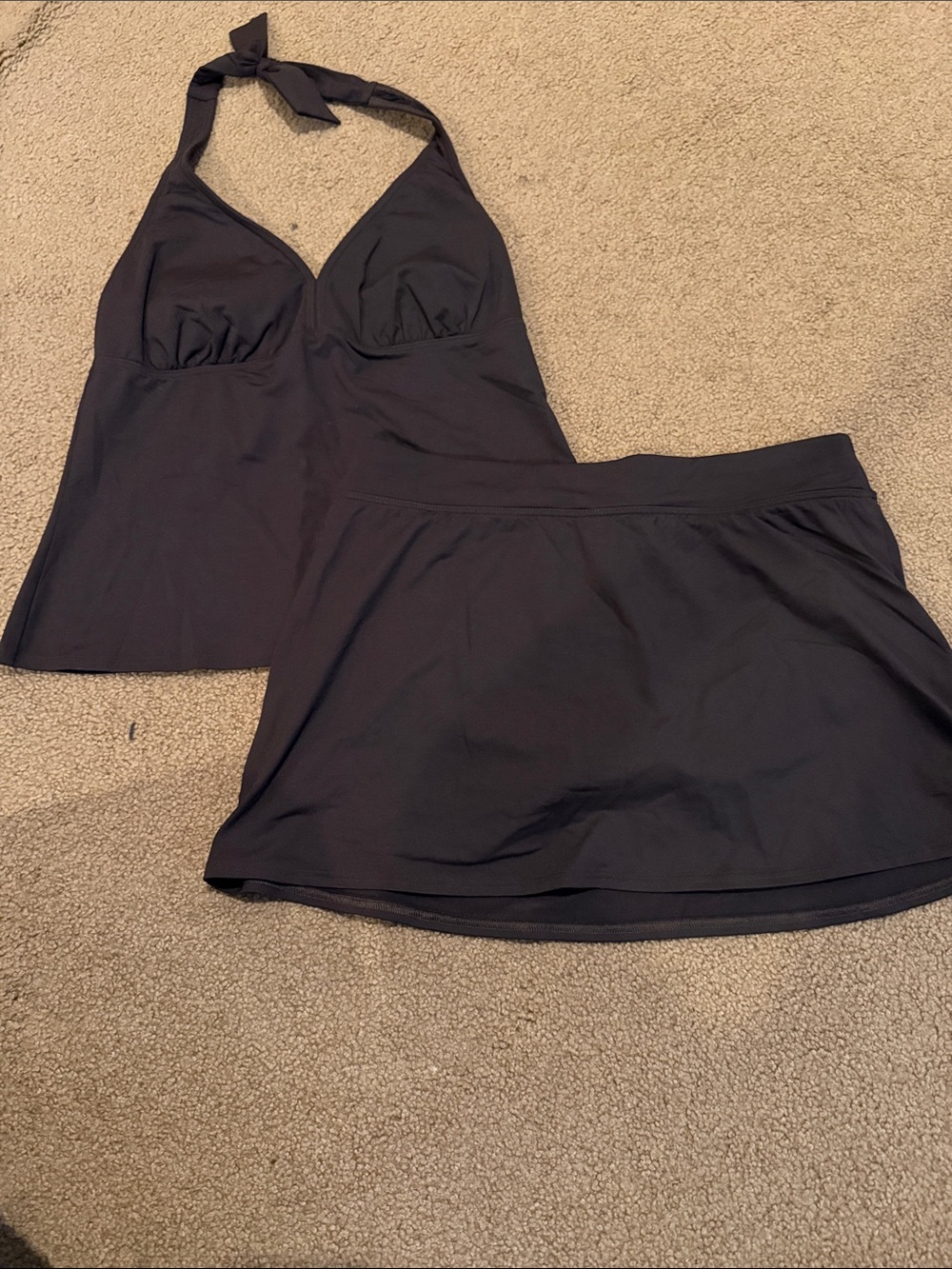 Lands End sz12 Women's Black Halter Tankini Top ONLY - Classic Swim